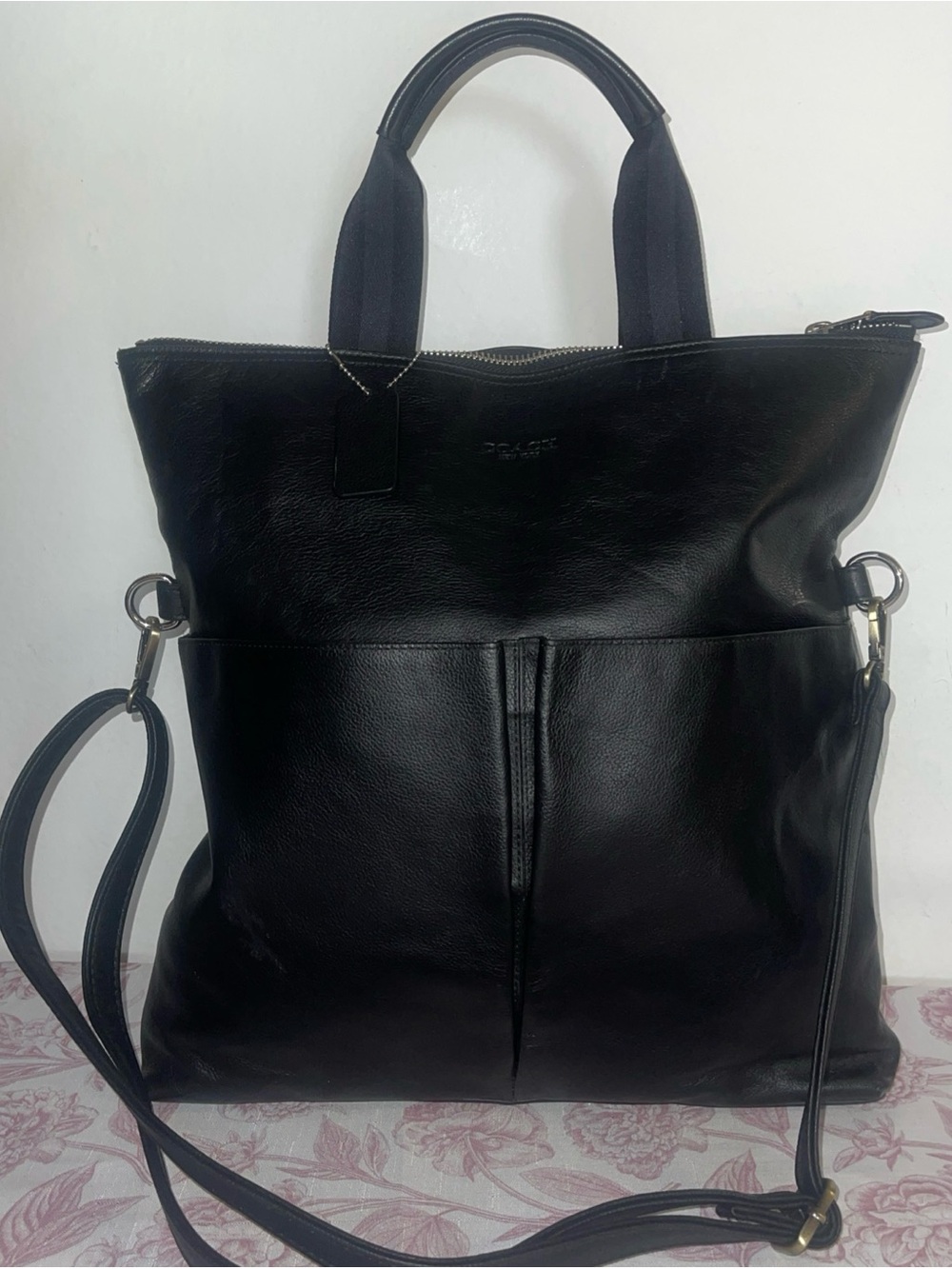 Coach Black Leather Top-Handle Tote